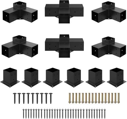 Metal Hardware 3 Arm 4 Arm 5 Arm Kayu Post Base Anchor Outdoor Pergola Brackets Kits