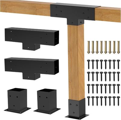 Kit Braket Pergola 30° untuk Kayu 4x4, Konektor Pengerjaan Kayu DIY Berbentuk L, Perangkat Keras Konstruksi Pergola & Teras Luar Ruangan
