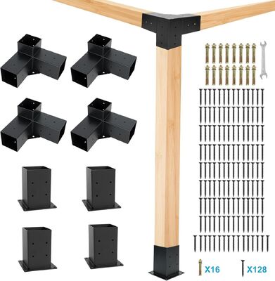 Heavy Duty Heavy Duty 4x4 Pergola Bracket Kit ️ 3-Way Slanted Outdoor Pergola Connector ️ 4x4 Pergola Bracket Kit ️ 3-Way Slanted Outdoor Pergola Connector
